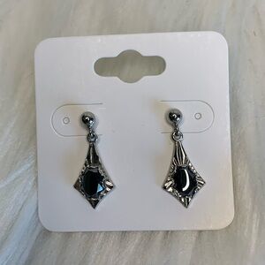 Elegant Silver and Black Drop Earrings
